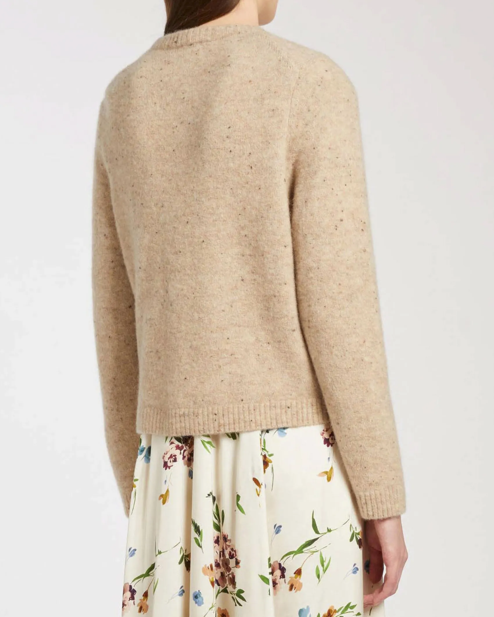 Cardigan color noce Marella in filato bottonato di misto alpaca stretch con bottoni dorati