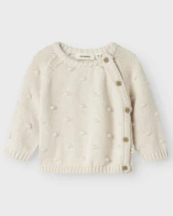 Cardigan Lil'Atelier color panna in puro cotone con pois in rilievo