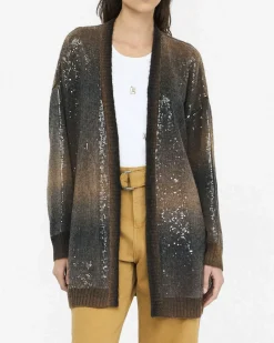Cardigan lungo Liu Jo Jeans grigio in maglia con dettagli decorativi
