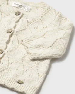Cardigan Mayoral avorio con lavorazione in maglia