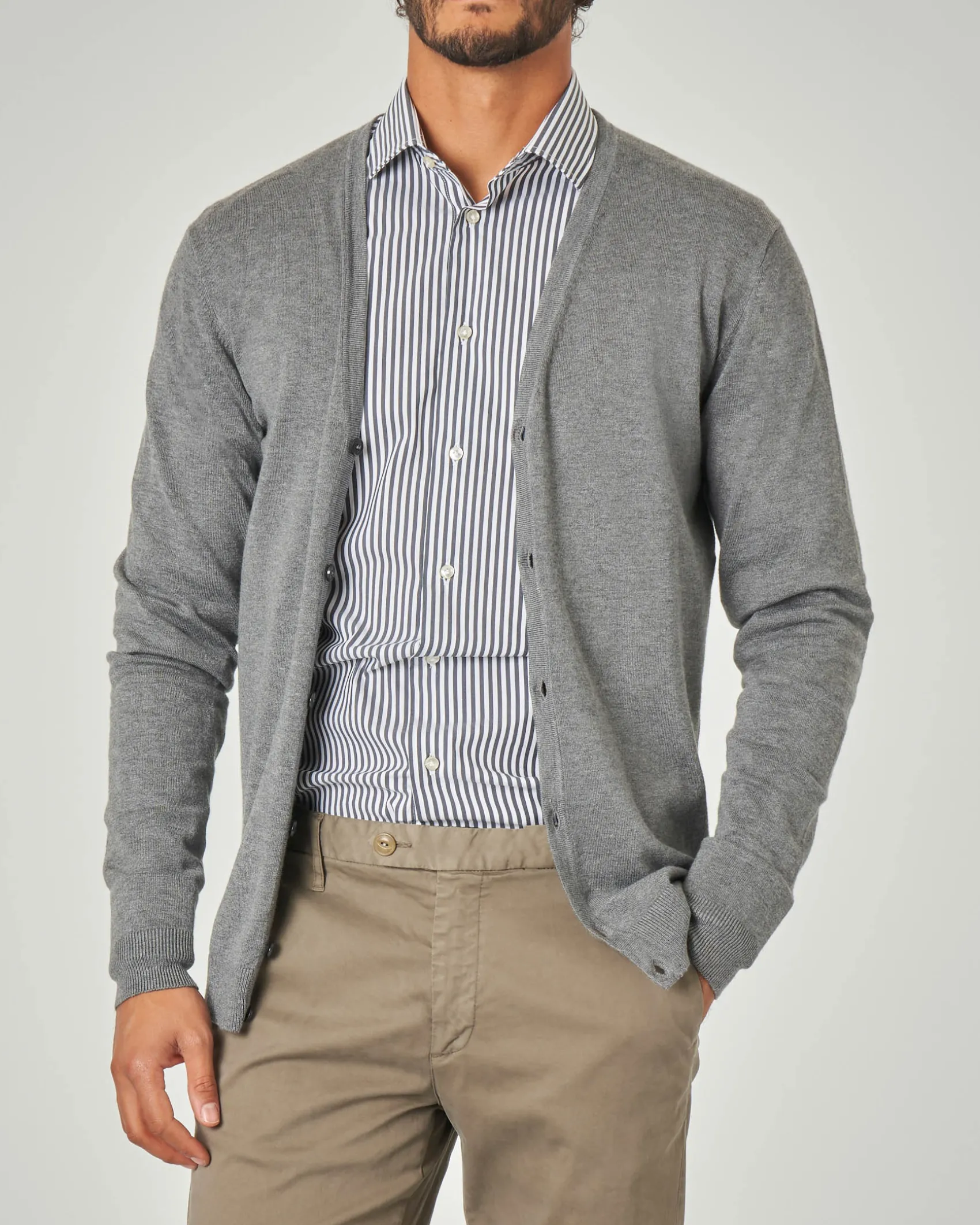 Cardigan Paul Baker grigio chiaro in viscosa