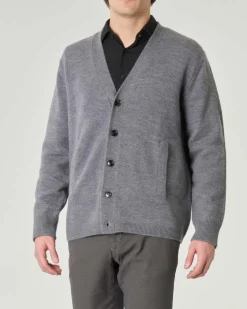 Cardigan Pellizzari finezza 5 oversize grigio in pura lana merino