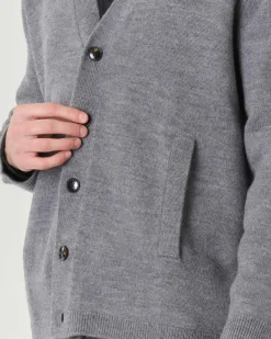 Cardigan Pellizzari finezza 5 oversize grigio in pura lana merino