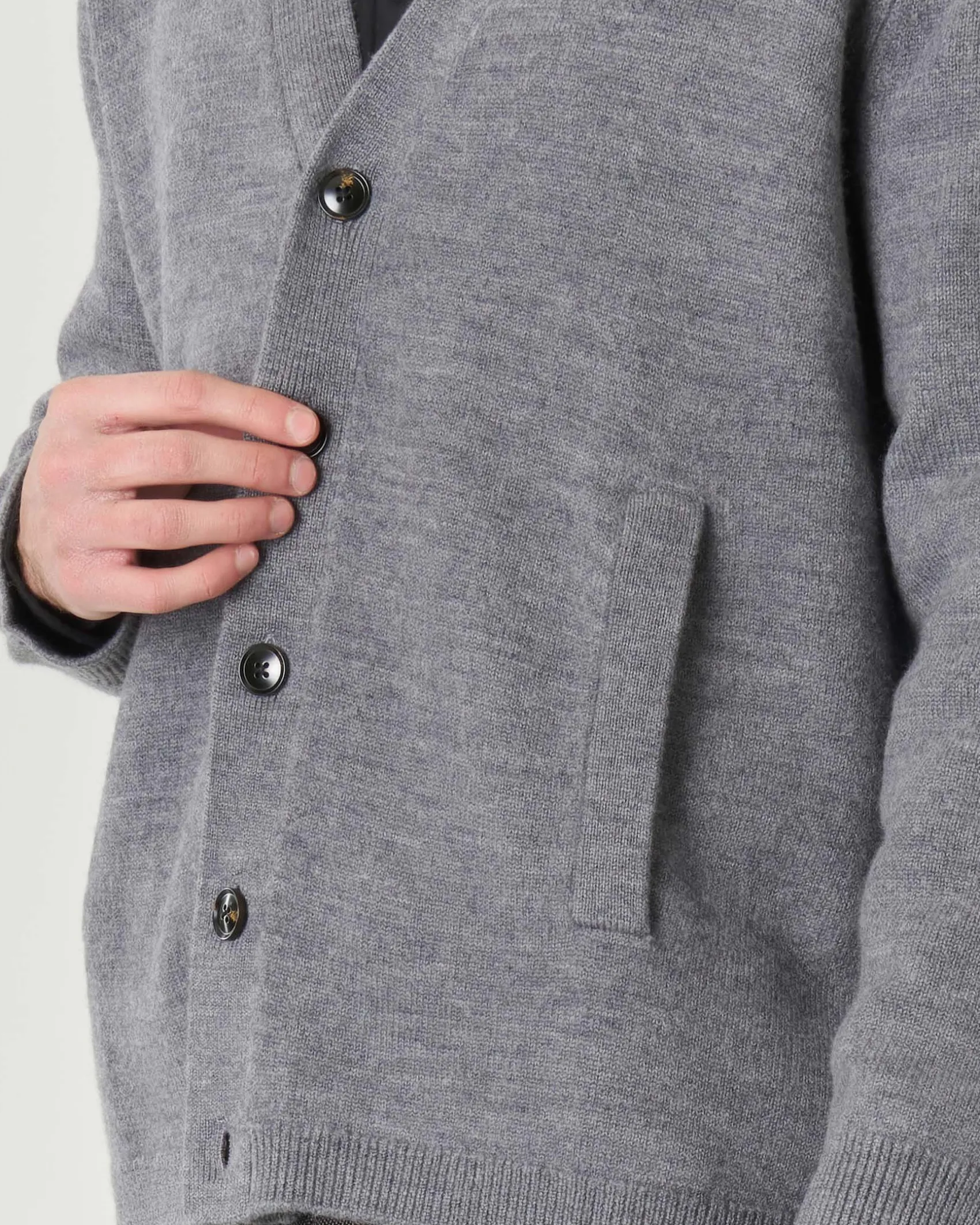 Cardigan Pellizzari finezza 5 oversize grigio in pura lana merino