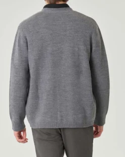 Cardigan Pellizzari finezza 5 oversize grigio in pura lana merino