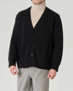 Cardigan Pellizzari finezza 5 oversize nero in pura lana merino
