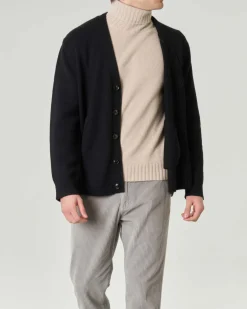 Cardigan Pellizzari finezza 5 oversize nero in pura lana merino