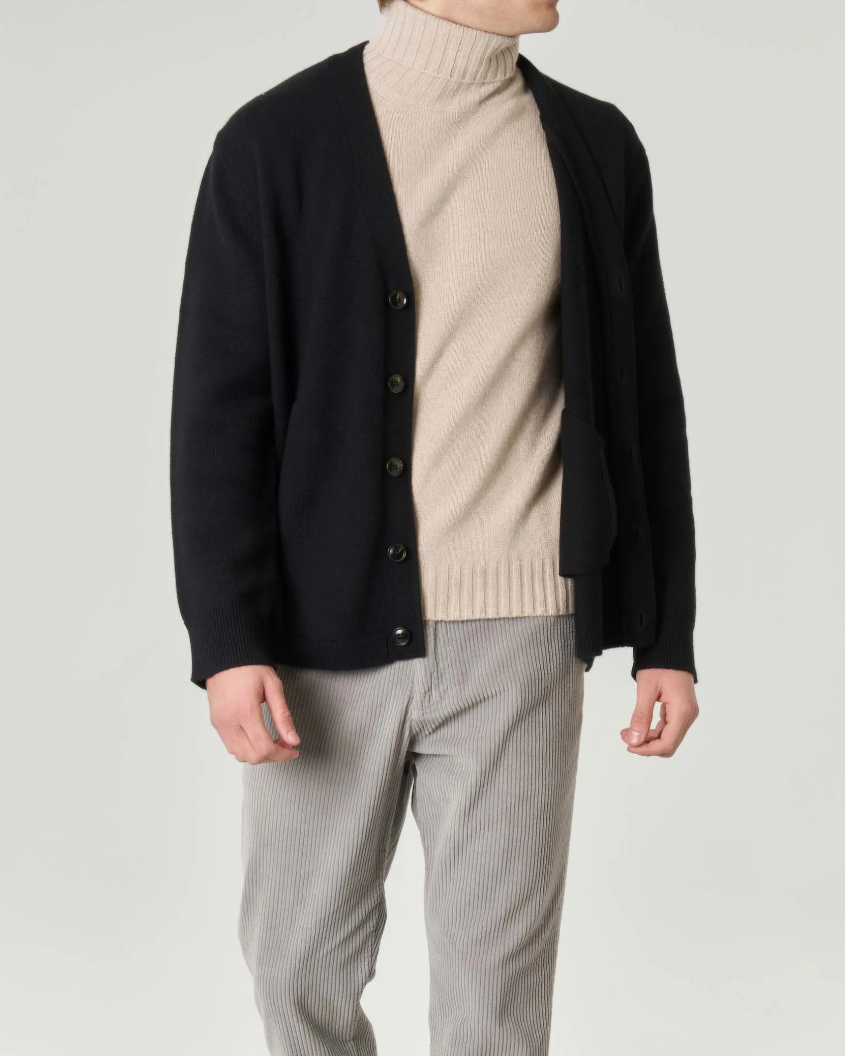 Cardigan Pellizzari finezza 5 oversize nero in pura lana merino