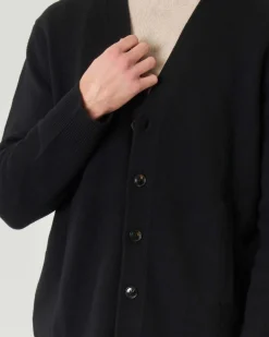 Cardigan Pellizzari finezza 5 oversize nero in pura lana merino