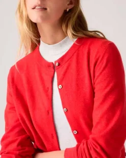 Cardigan rosso Levi's® in misto cotone con scollo a giro e chiusura a bottoni