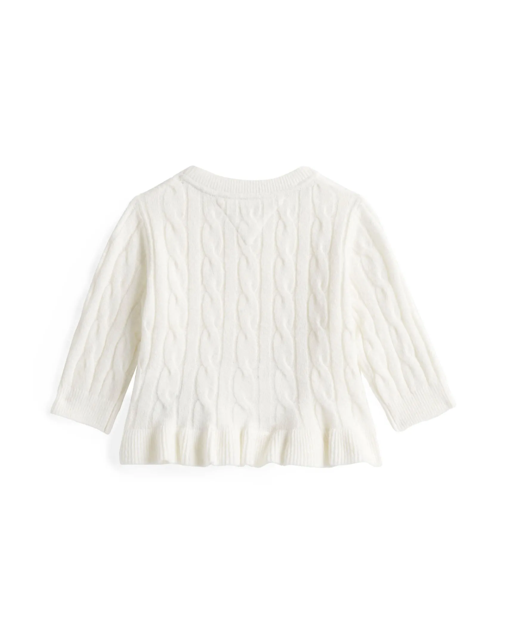 Cardigan Tommy Hilfiger bianco a trecce con volant