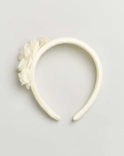 Cerchiello avorio imbottito con fiori applicati