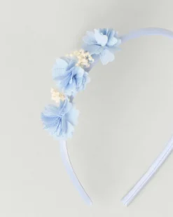 Cerchiello celeste con applicazione floreale