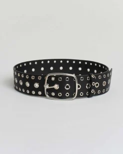 Cintura alta nera Hlo! in similpelle con borchie in metallo all over