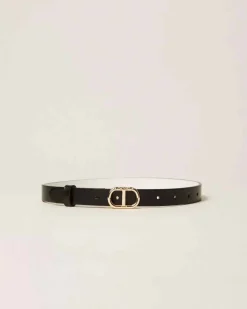 Cintura bicolore Twinset in similpelle e Oval T dorato