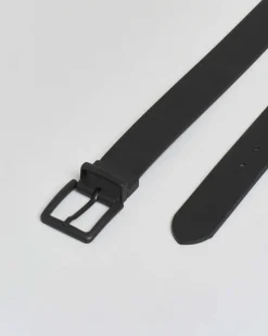 Cintura Boss in vera pelle nera liscia reversibile in martellata