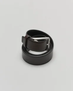 Cintura Boss testa di moro in pelle con fibbia argento quadrata