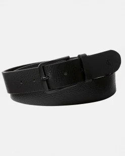Cintura Calvin Klein Jeans nera in pelle martellata con fibbia in tono