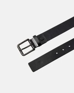 Cintura Calvin Klein Jeans nera in pelle con fibbia in tono