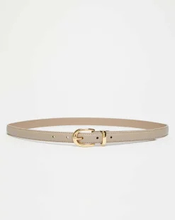 Cintura color taupe Emme Marella in similpelle con fibbia in metallo stondata
