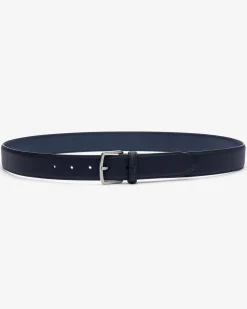 Cintura Lacoste blu in canvas piqué con fibbia argento