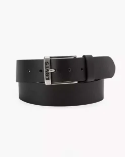 Cintura Levi's nera in pelle con fibbia in metallo effeto vintage