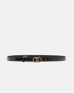 Cintura Liu Jo Accessories nera in similpelle con fibbia logo
