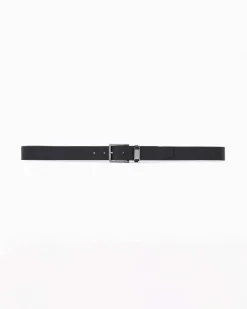 Cintura nera Armani Exchange in pelle martellata con logo sul passante in metallo
