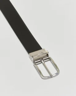 Cintura nera in pelle saffiano reversibile in pelle liscia