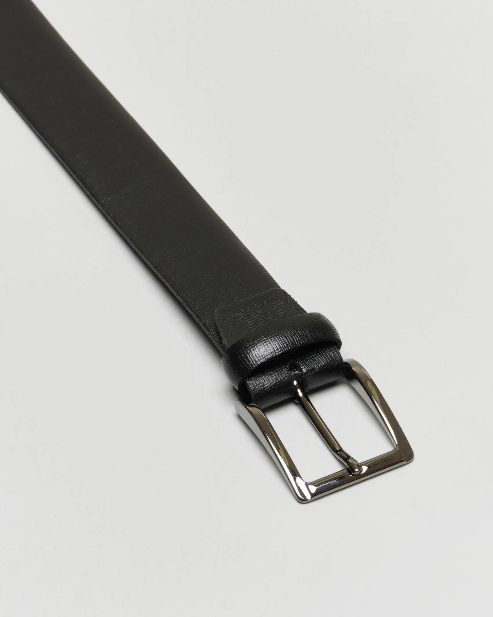 Cintura nera in pelle saffiano