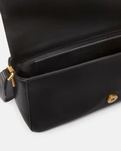 Classic Love Bag Slouchy Pinko in pelle nera con tracolla spessa e fibbia Love Birds argento