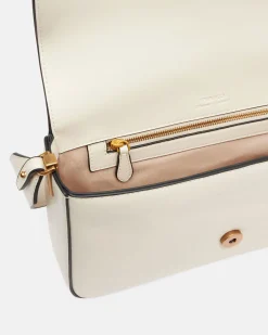 Classic Love Bag Slouchy Pinko in pelle bianca con tracolla spessa e fibbia Love Birds dorata