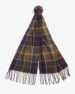 Cofanetto Barbour idea regalo composto da sciarpa tartan check militare e blu e berretto nero