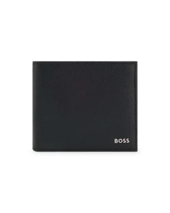Cofanetto idea regalo composto da portafoglio nero Boss in vera pelle martellata e portachiavi abbinato