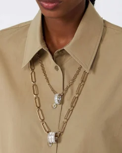 Colla lunga a doppia catena dorata Weekend Max Mara con motivo in strass