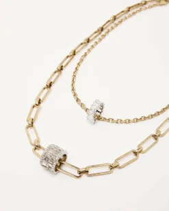 Colla lunga a doppia catena dorata Weekend Max Mara con motivo in strass