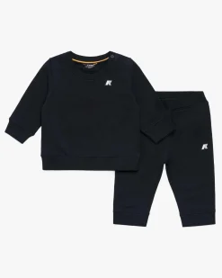 Completo K-way blu felpa e pantalone in cotone stretch