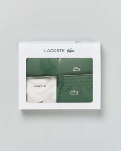 Completo Lacoste felpa e pantalone verde con body bianco