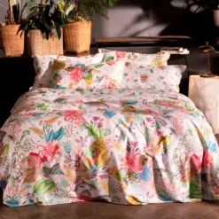 Completo lenzuola a due piazze Frida di cotone con stampa floreale multicolor