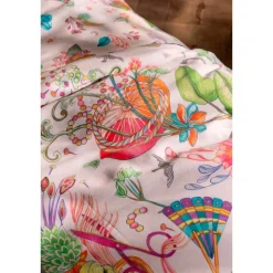 Completo lenzuola a due piazze Frida di cotone con stampa floreale multicolor