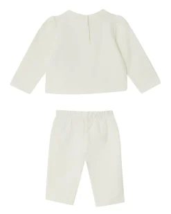 Completo Liu Jo bianco in cotone stretch con fiocchi in strass dorati