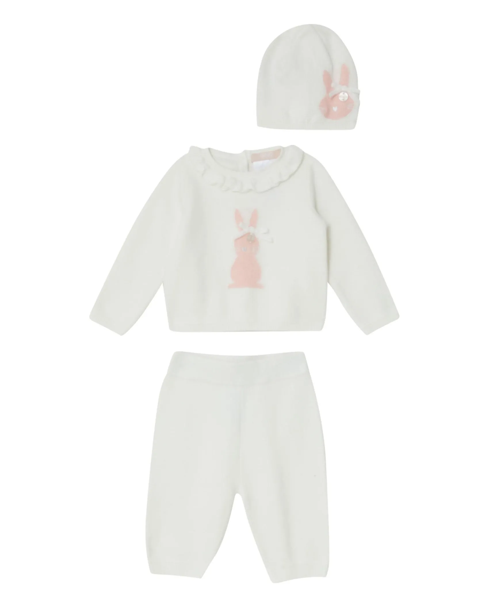 Completo Liu-Jo bianco in misto viscosa e cotone con coniglietto rosa