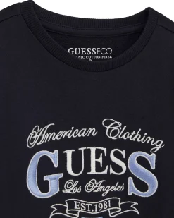 Completo maglia e pantalone Guess blu in felpa di puro cotone