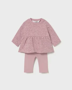 Completo Mayoral rosa maculato in cotone stretch