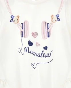 Completo Monnalisa in puro cotone a due pezzi rosa e bianco con orsetti