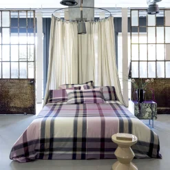 Copripiumino Venus a una piazza e mezza in cotone a fantasia tartan rosa e beige 200x200