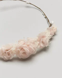 Coroncina con fiori rosa in tulle
