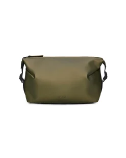 Cosmetic bag verde militare metallizzato in tessuto impermeabile effetto metallizzato con scritta logo