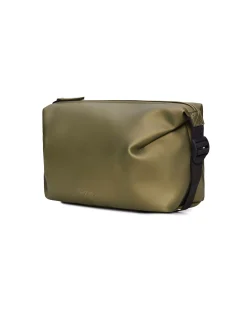 Cosmetic bag verde militare metallizzato in tessuto impermeabile effetto metallizzato con scritta logo