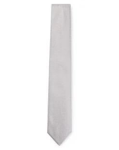 Cravatta argento micro armatura in misto seta